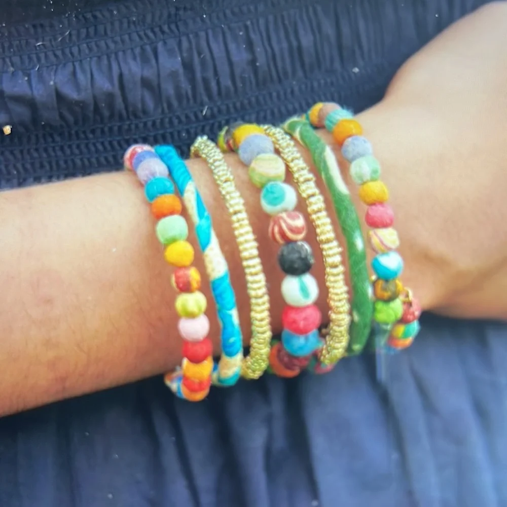 Towering Kantha Wrap Bracelet - Picture 2 of 4